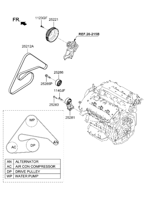 2023 Hyundai Genesis G70 Pulley-Water Pump Diagram for 25129-2GTA0