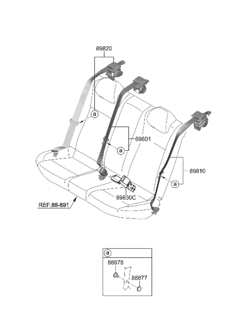 2023 Hyundai Genesis G70 Rear Seat Belt Diagram