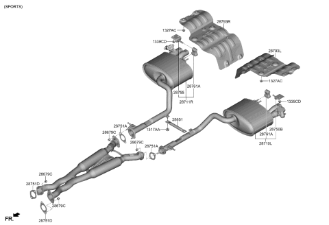 2022 Hyundai Genesis G70 Muffler & Exhaust Pipe Diagram 3