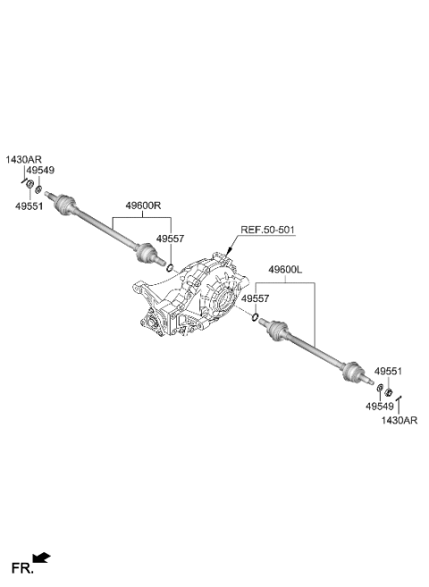 2013 Hyundai Sonata Hybrid Shaft Assembly-Drive Rear,RH Diagram for 49601-G9200