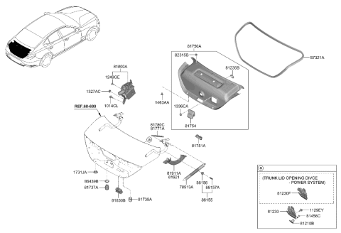 2023 Hyundai Genesis G70 Trunk Lid Trim Diagram