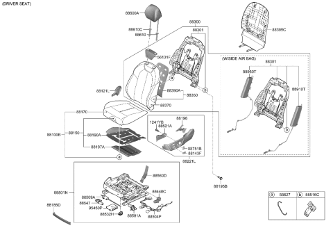 2013 Hyundai Sonata Hybrid Heater-Front Seat Cushion Diagram for 88190-G9000