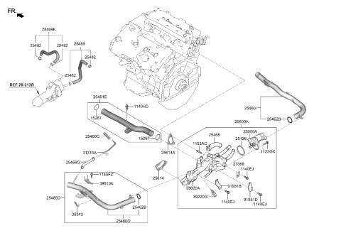 2022 Hyundai Genesis G70 Housing Assembly-THERMOSTAT Diagram for 25620-3L260