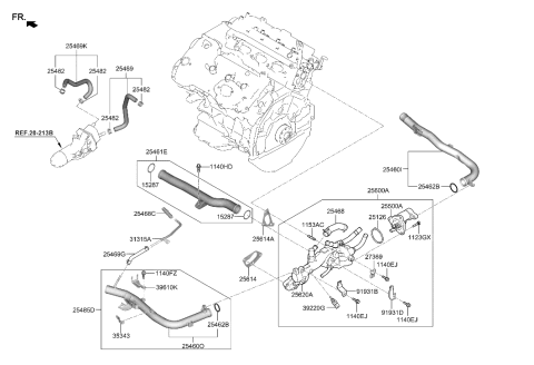 2013 Hyundai Sonata Hybrid Hose Assembly-Oil Cooling Diagram for 25482-2CTA5