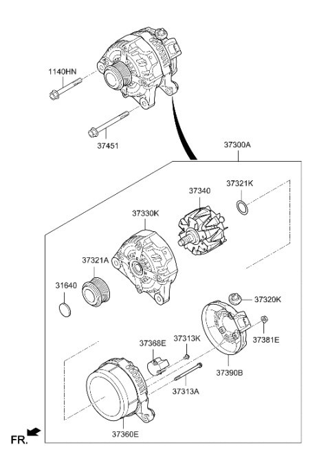 2022 Hyundai Genesis G70 Alternator Diagram 1