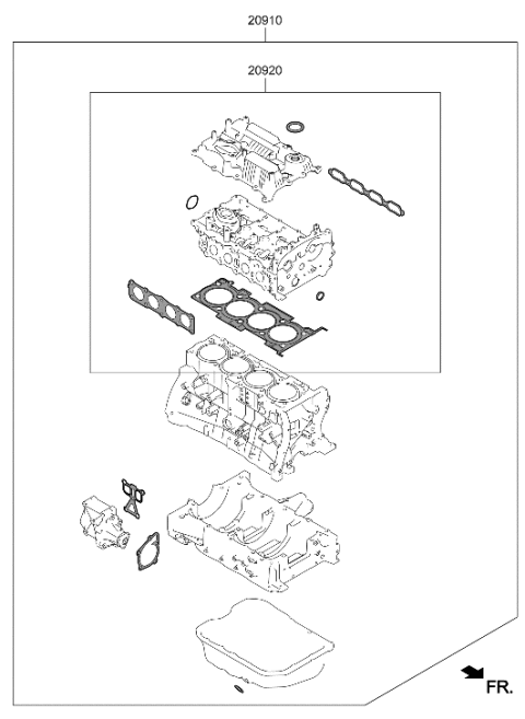 2013 Hyundai Sonata Hybrid Gasket Kit-Engine Overhaul Diagram for 20910-3LA04