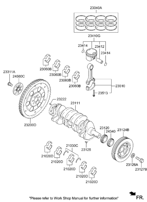2022 Hyundai Genesis G70 Crankshaft & Piston Diagram 1