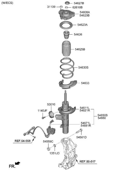 2023 Hyundai Genesis G70 Front Spring & Strut Diagram 2