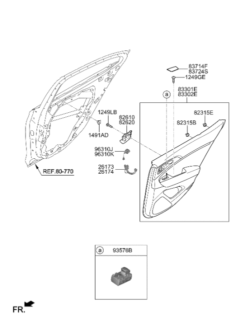 2023 Hyundai Genesis G70 Rear Door Trim Diagram