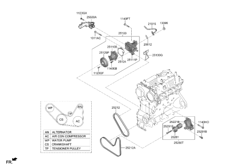 2022 Hyundai Genesis G70 Coolant Pump Diagram 1