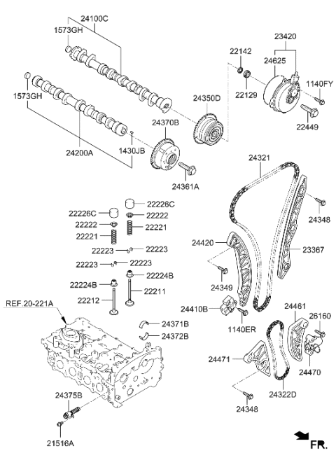 2023 Hyundai Genesis G70 Tensioner Arm Diagram for 24461-2CTC0