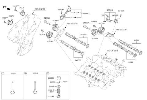 2005 Hyundai Azera Seal-Valve Stem Diagram for 22224-3CAB0