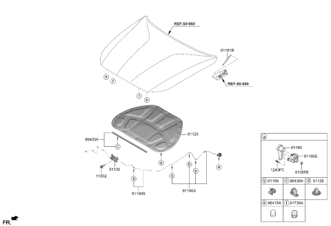 2023 Hyundai Genesis G70 Hood Trim Diagram