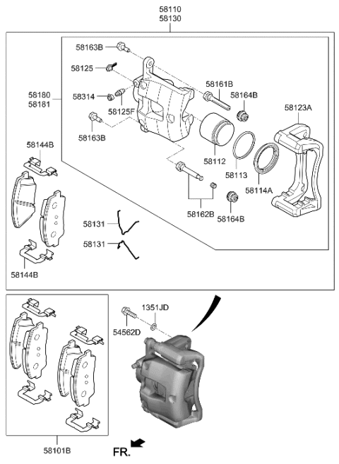 2022 Hyundai Genesis G70 Front Wheel Brake Diagram 1