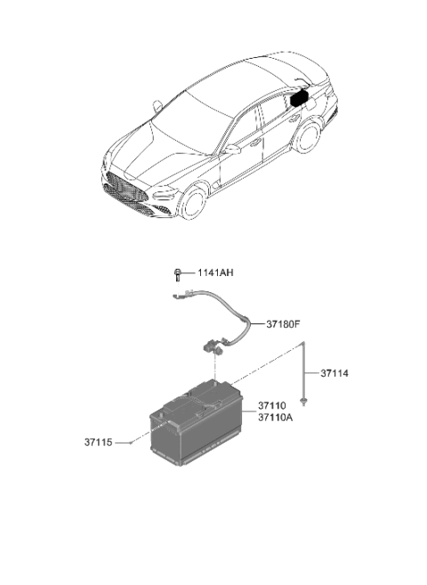 2022 Hyundai Genesis G70 Battery & Cable Diagram