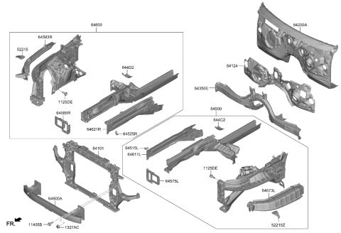 2022 Hyundai Genesis GV80 Fender Apron & Radiator Support Panel Diagram