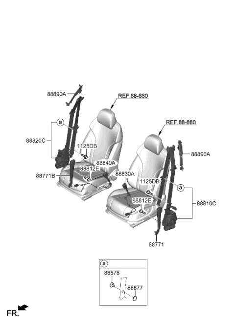 2022 Hyundai Genesis GV80 Front Seat Belt Diagram