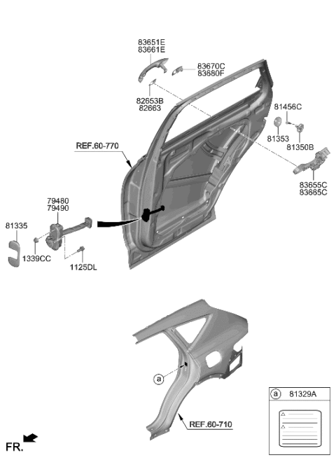 2021 Hyundai Genesis GV80 Rear Door Locking Diagram