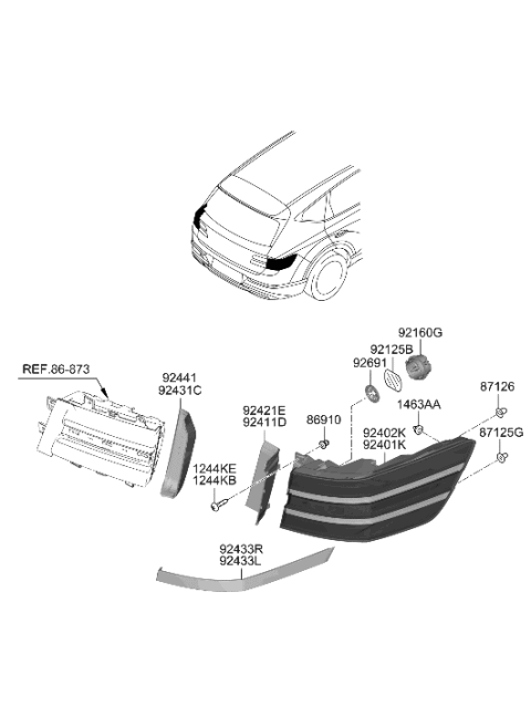 2023 Hyundai Genesis GV80 Rear Combination Lamp Diagram