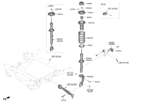 2011 Hyundai Azera SHOCK ABSORBER ASSY-FRONT,RH Diagram for 54606-T6270