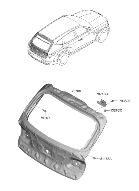 2022 Hyundai Genesis GV80 Tail Gate Diagram