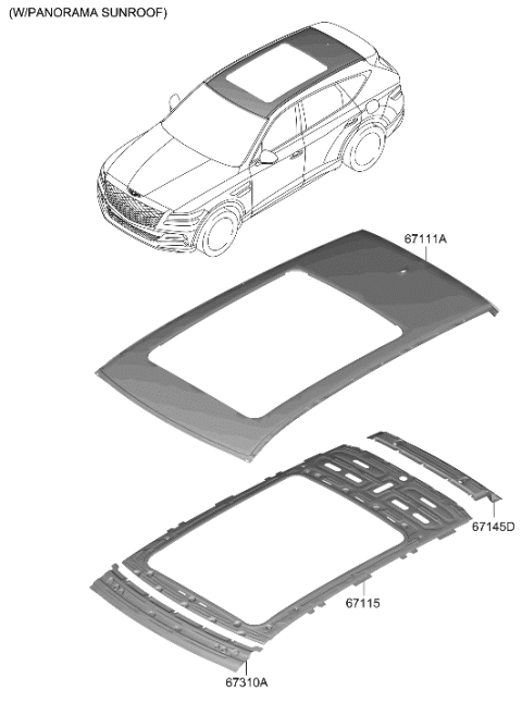 2022 Hyundai Genesis GV80 Roof Panel Diagram 2