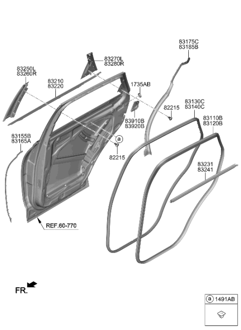 2023 Hyundai Genesis GV80 Rear Door Moulding Diagram