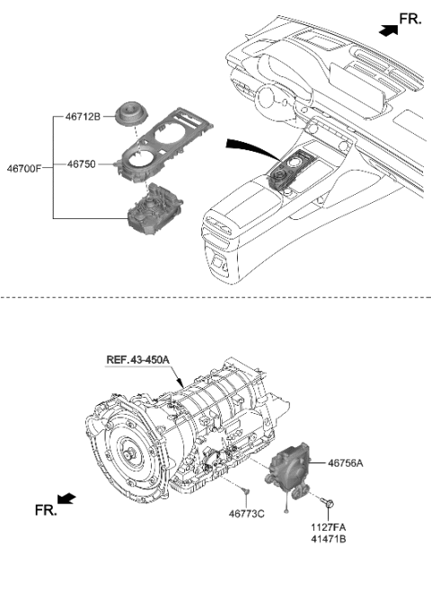 2021 Hyundai Genesis GV80 ACTUATOR ASSY-PARKING GEAR REL Diagram for 46756-T1100