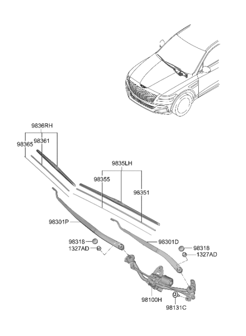 2021 Hyundai Genesis GV80 Windshield Wiper Diagram