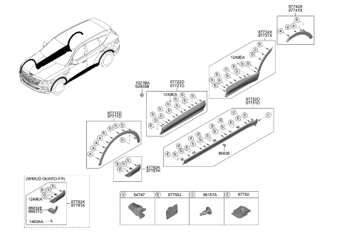2023 Hyundai Genesis GV80 Body Side Moulding Diagram
