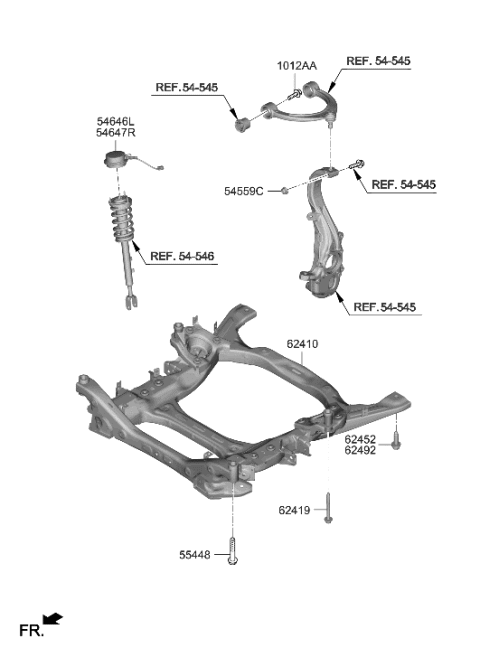 2021 Hyundai Genesis GV80 Front Suspension Crossmember Diagram