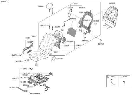 2012 Hyundai Azera DUCT-FRONT CUSHION,RH Diagram for 88290-T1100