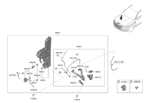 2011 Hyundai Azera Windshield Washer Motor & Pump Assembly Diagram for 98510-2W500