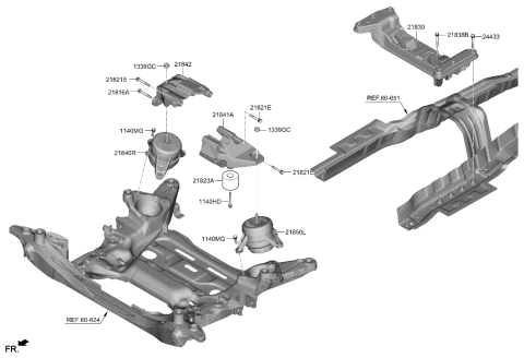 2021 Hyundai Genesis GV80 Engine & Transaxle Mounting Diagram 2