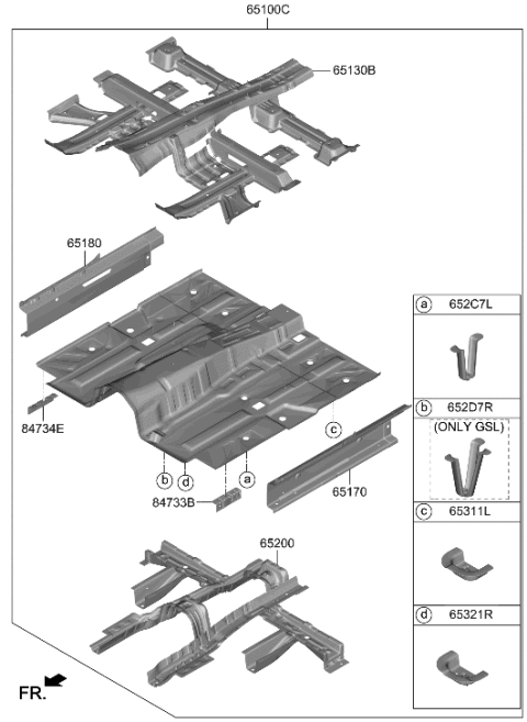 2022 Hyundai Genesis GV80 Floor Panel Diagram 3