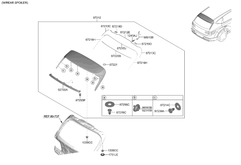 2022 Hyundai Genesis GV80 Roof Garnish & Rear Spoiler Diagram 1