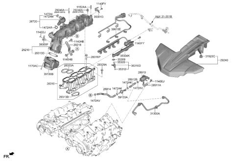 2022 Hyundai Genesis GV80 FUEL RAIL-MPI Diagram for 35304-3NTC0
