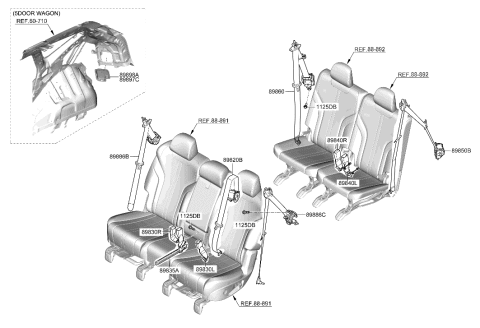 2022 Hyundai Genesis GV80 Rear Seat Belt Diagram