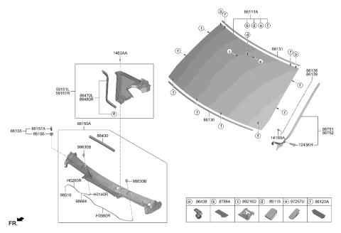 2021 Hyundai Genesis GV80 Windshield Glass Diagram