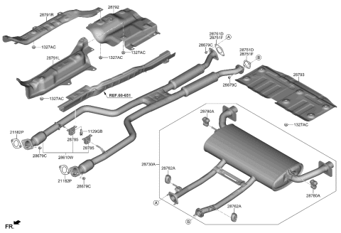 2021 Hyundai Genesis GV80 Muffler & Exhaust Pipe Diagram 2