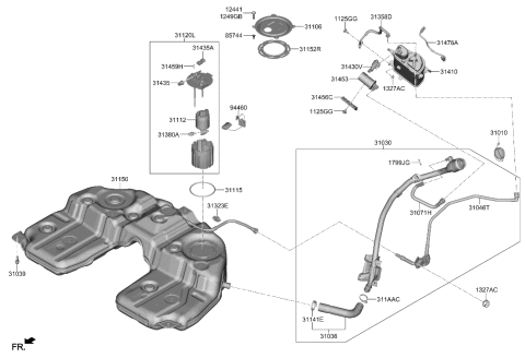 2021 Hyundai Genesis GV80 WIRE-CANI CLOSE VALVE EXTENSIO Diagram for 31476-T6700