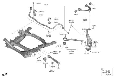 2022 Hyundai Genesis GV80 Front Suspension Control Arm Diagram