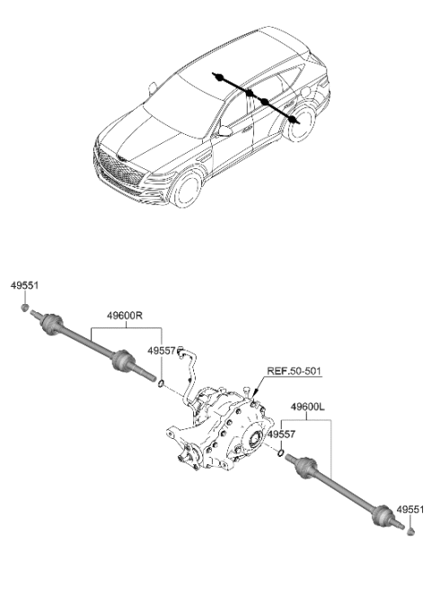 2021 Hyundai Genesis GV80 Drive Shaft (Rear) Diagram