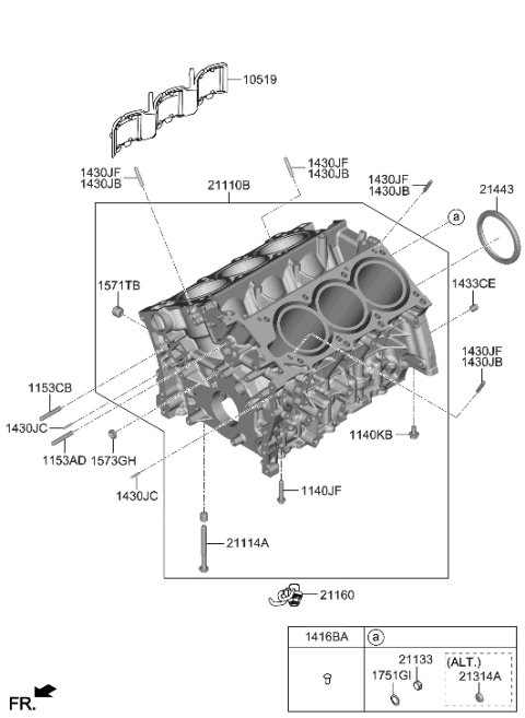 2022 Hyundai Genesis GV80 Cylinder Block Diagram 2