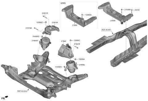 2023 Hyundai Genesis GV80 Engine & Transaxle Mounting Diagram 1