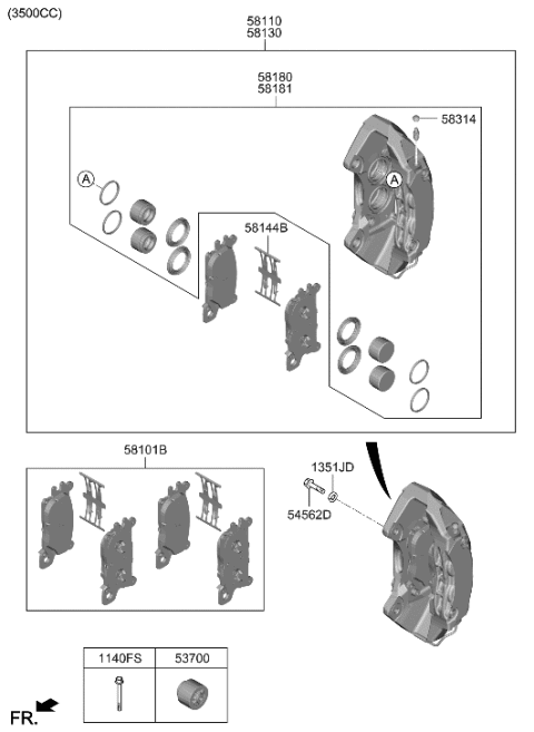 2023 Hyundai Genesis GV80 Front Wheel Brake Diagram 2