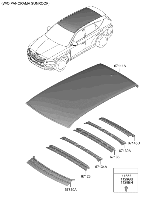 2021 Hyundai Genesis GV80 Roof Panel Diagram 1