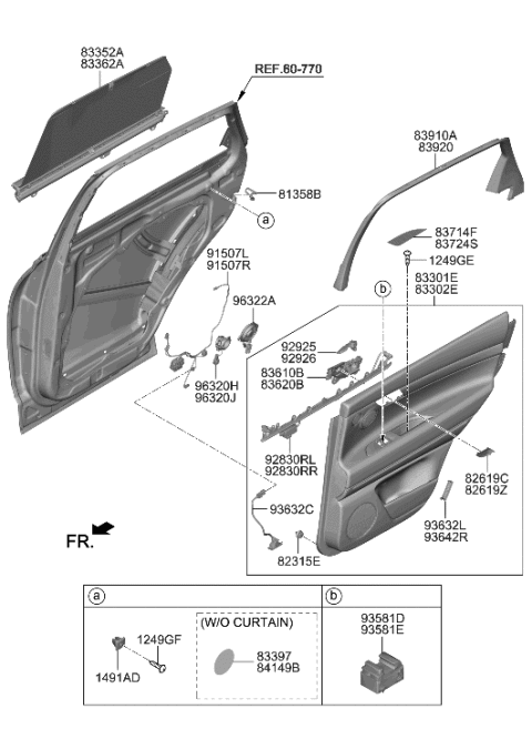 2023 Hyundai Genesis GV80 CURTAIN-REAR DR,RH Diagram for 83916-T6000-NBD