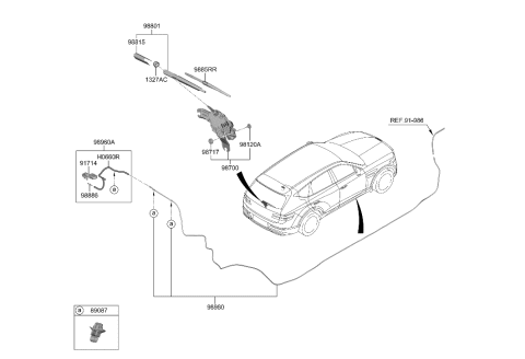 2022 Hyundai Genesis GV80 MOTOR & LINKAGE ASSY-REAR WPR Diagram for 98700-T6000