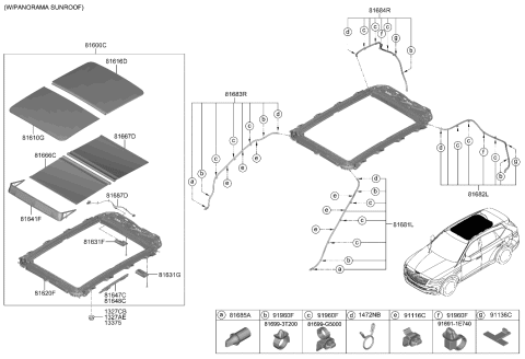 2012 Hyundai Azera RAIL ASSY-PANORAMAROOF MECHANI Diagram for 81650-T6000